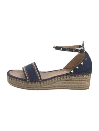Pre-owned Valentino Garavani Denim Striped Espadrilles In Blue