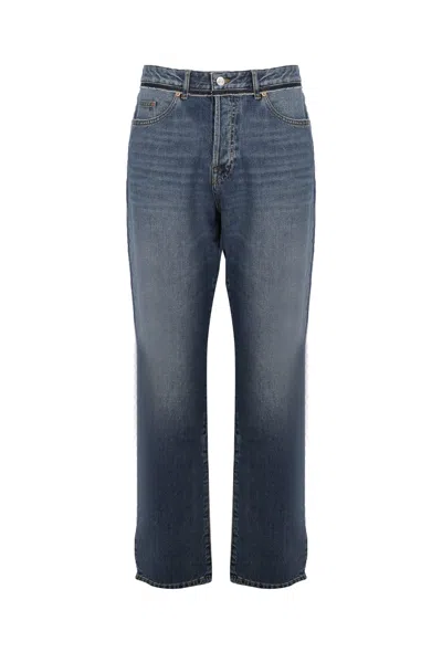 Valentino Denim-stud Cotton Jeans In Blue Denim