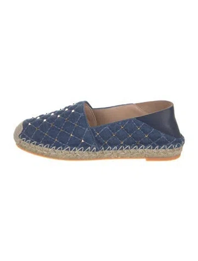 Pre-owned Valentino Garavani Denim Studded Accents Espadrilles In Blue