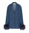 Valentino Chambray Denim Shirt With Feathers Woman Blue 40 In Blue