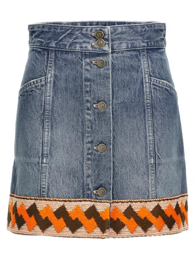 VALENTINO DENIM TRIMMING SKIRT