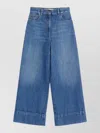 Valentino Cuffed Ankle Jeans With Front Button And Zip Closure In Blue