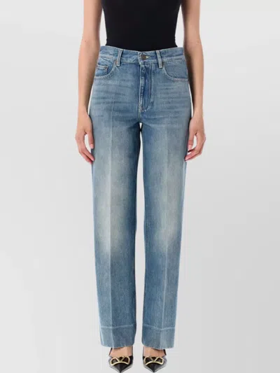 Valentino Denim Trousers With 5 Pockets And Belt Loops In Blue