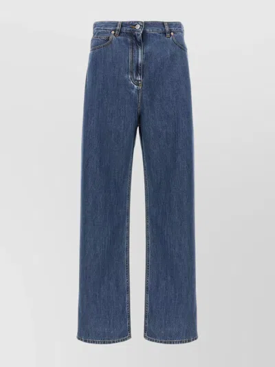 Valentino Wide- Leg Jeans In Medium Blue Denim
