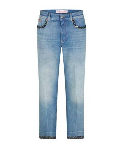 Valentino Denim Trousers With Belt Loops In Blue