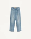 Valentino Womens Medium Blue Denim Faded-wash Straight-leg Denim Jeans In Blue