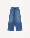 Valentino Cuffed Ankle Jeans With Front Button And Zip Closure In Blue