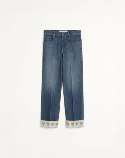 Valentino Denim Trousers Woman Dark Denim 29 In Blue