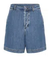 Valentino Denim Bermuda Shorts With Metallic V Detail In Blue