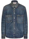 Valentino V-detail Denim Shirt In Blue