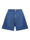 Valentino Denim Shorts With Back Pockets And Belt Loops In Blue