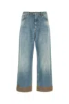 Valentino Cotton Denim Pants With Jacquard Bottoms