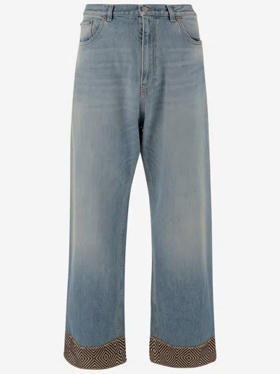 Valentino Denim Wide-leg Jeans In Mediumbluedenim