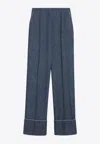 Valentino Blue Trousers In Chambray Denim In Blue