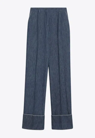VALENTINO DENIM WIDE-LEG PANTS
