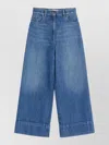 Valentino Cuffed Ankle Jeans With Front Button And Zip Closure In Blue
