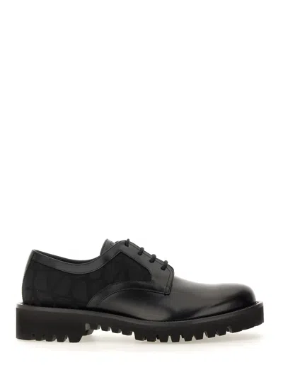 Valentino Garavani Derby Toile Loafers In Black