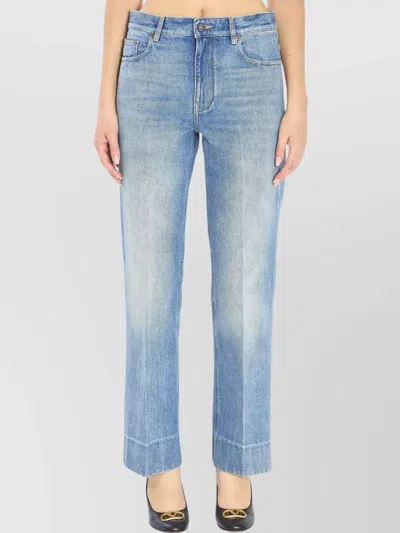 Valentino Designer Denim Trousers Five Pockets In Blue