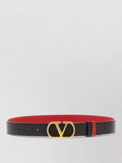 Valentino Garavani Designer Leather Belt Reversible Adjustable Length In Black
