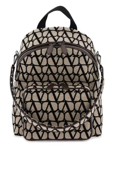 Valentino Garavani Designer Mixed Colour Backpack For Men In Iconic Print And Leather In Multicolor