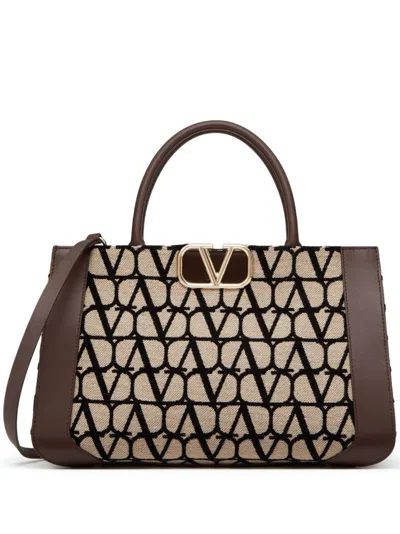 Valentino Garavani Designer Tote Handbag For Women In Natural Monogram In Brown