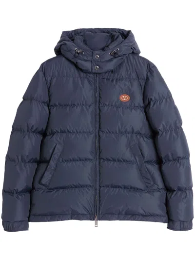 VALENTINO VLOGO-PATCH HOODED DOWN JACKET