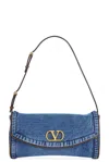 Valentino Garavani  Garavani Devain Small Denim Shoulder Bag Woman Denim Uni In Black