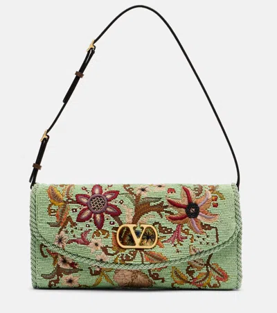 Valentino Garavani Devain Embroidered Small Shoulder Bag Woman Multicolour Uni In Brown