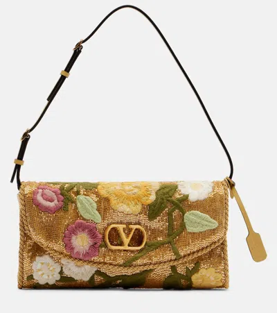 Valentino Garavani Devain Small Beaded Floral Shoulder Bag In Multi