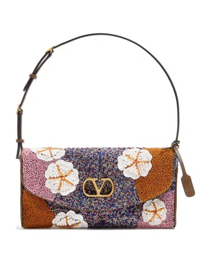 Valentino Garavani Silk Sequin And Bead Devain Shoulder Bag In Multi