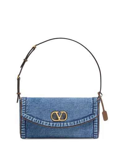 VALENTINO GARAVANI DEVAIN VLOGO SMALL DENIM SHOULDER BAG
