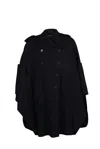 Valentino Button Double-breasted Coat In Black