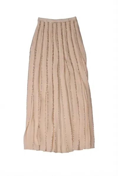Valentino Sequin-embellished Pleated Skirt In Neutral