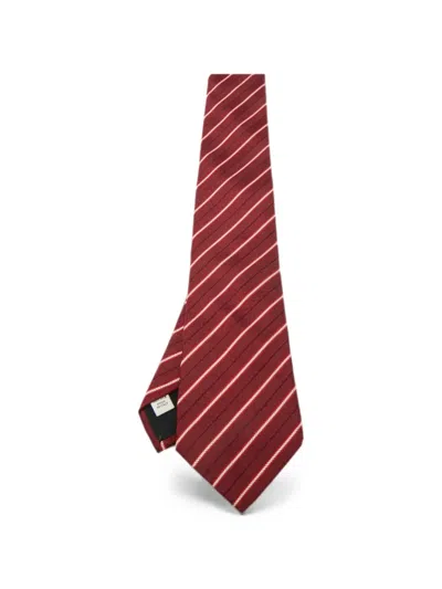 Pre-owned Valentino Garavani Diagonal Striped Tie In Red