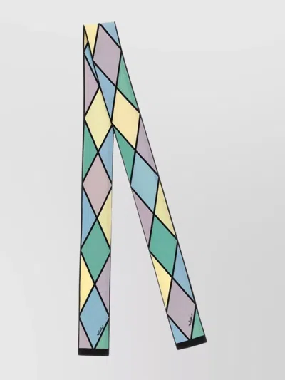 VALENTINO DIAMOND PATTERN SILK SCARF LONG LENGTH