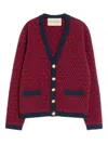 Valentino Garavani Patterned-intarsia Wool Cardigan In Red