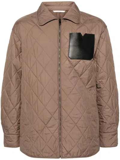 Valentino Diamond-quilted Jacket In Neutrals