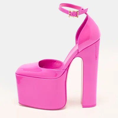 Pre-owned Valentino Garavani Discobox Size 38 Pink Patent Leather Platform Pumps