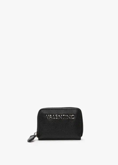 Valentino Garavani Divina Black Pebbled Coin Purse In Bke