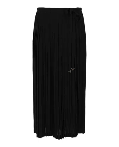 Valentino Divisa Accordion Pleated Skirt In Black