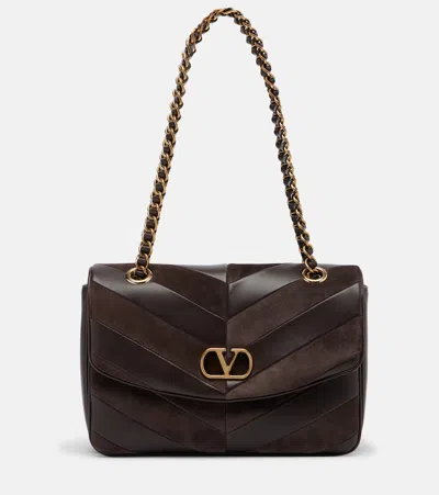 Valentino Garavani Djuna Medium Brown Suede And Nappa Shoulder Bag