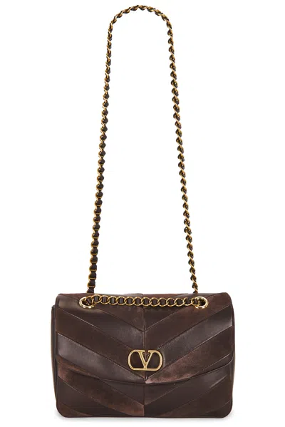Valentino Garavani Djuna Medium Shoulder Bag In Oak Brown & Ebony Brown
