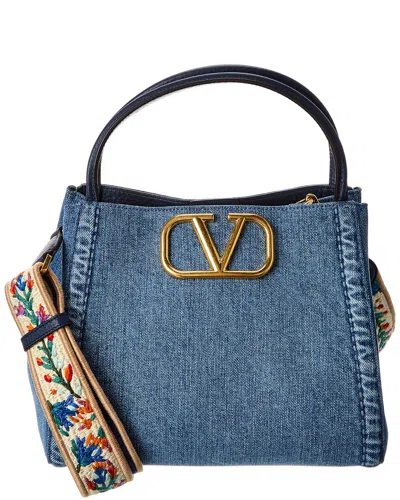 Valentino Garavani Dnu Inv Valentino Alltime Medium Denim & Leather Bucket Bag
