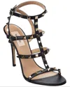 Valentino Garavani Dnu Inv Valentino Rockstud Caged 100 Leather Sandal In Black