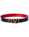 Valentino Vlogo 40mm Reversible Leather Belt In Red