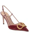 Valentino Dnu Inv  Vlogo Signature 90 Velvet & Leather Slingback Pump In Pink