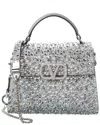Valentino Dnu Inv  Vsling Mini Swarovski Leather Satchel In Gray