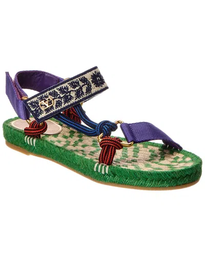 Valentino Garavani Valentino Lake Powell Leather-trim Sandal In Green