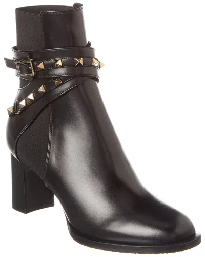 Valentino Garavani Dnu Pack Valentino Rockstud 90 Leather Bootie In Black
