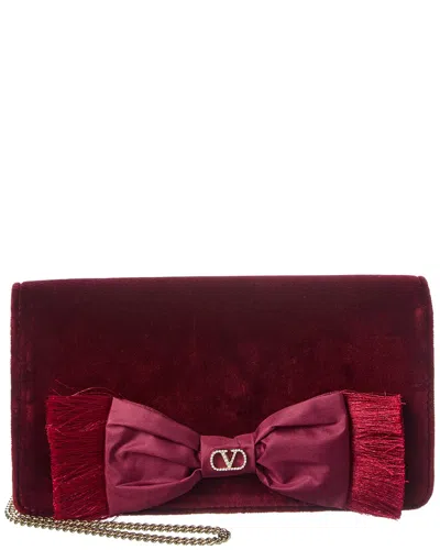 Valentino Garavani Dnu Pack Valentino Vlogo Signature Mini Velvet Wallet On Chain In Burgundy